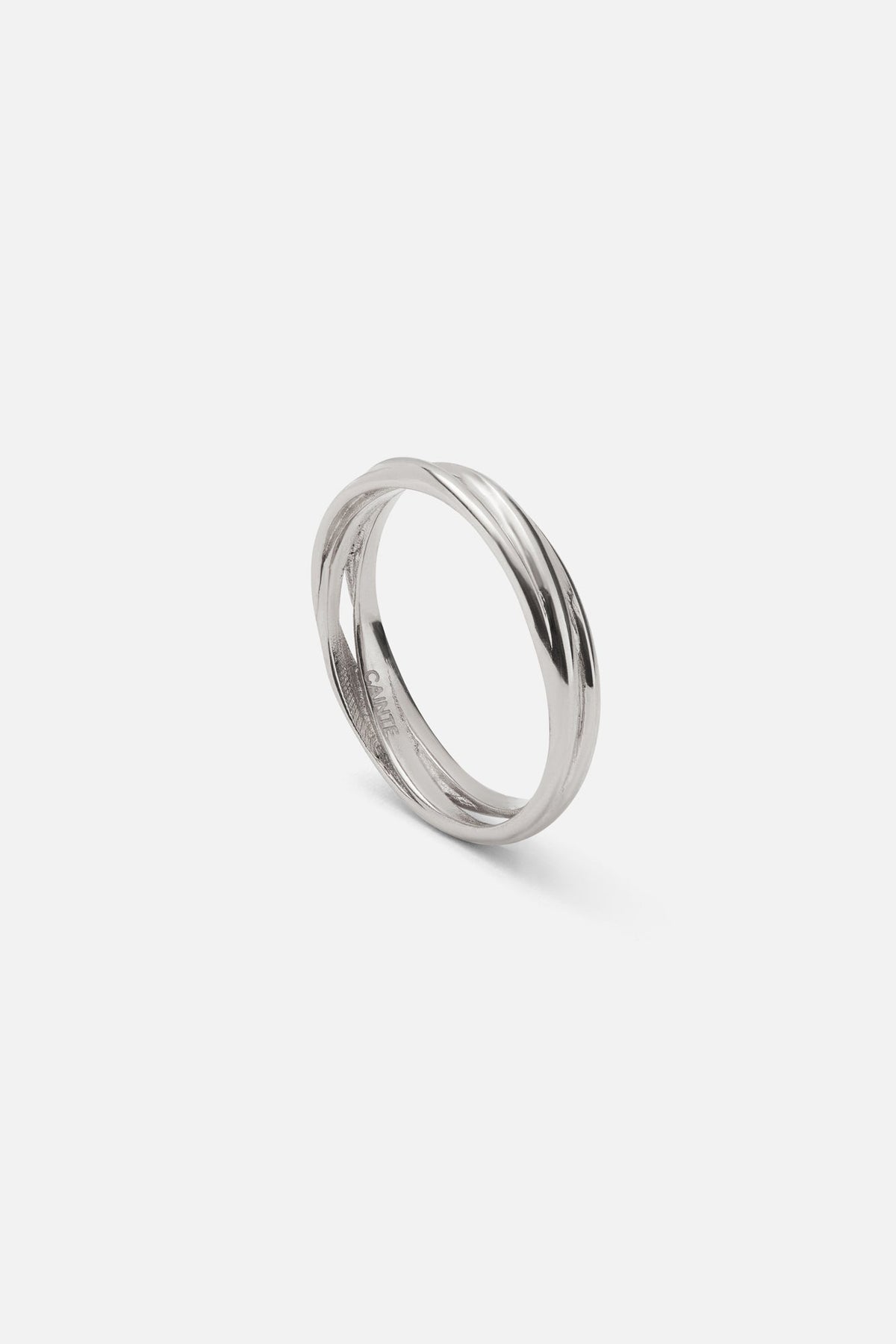 Silver-tone intertwined double band ring, view 5 of 7
