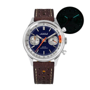 Deep blue chronograph with glow inset