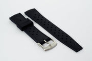 Black perforated rubber strap with buckle