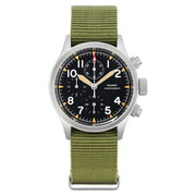 Cream-indices chronograph on a green nylon strap