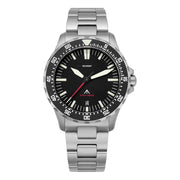 Black-bezel watch with date at 6