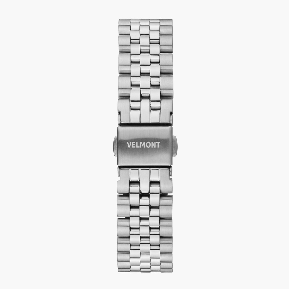 The silver-tone link bracelet shown on its own with a silver-tone fold-over clasp.