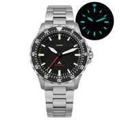 Black ceramic-insert bezel watch with glow-in-the-dark inset