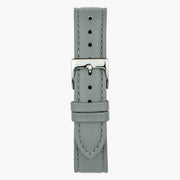 Gray strap with tonal stitching and a silver-tone pin buckle.