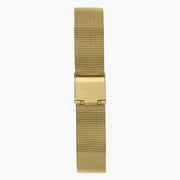 Gold-tone mesh strap with clasp, shown on its own