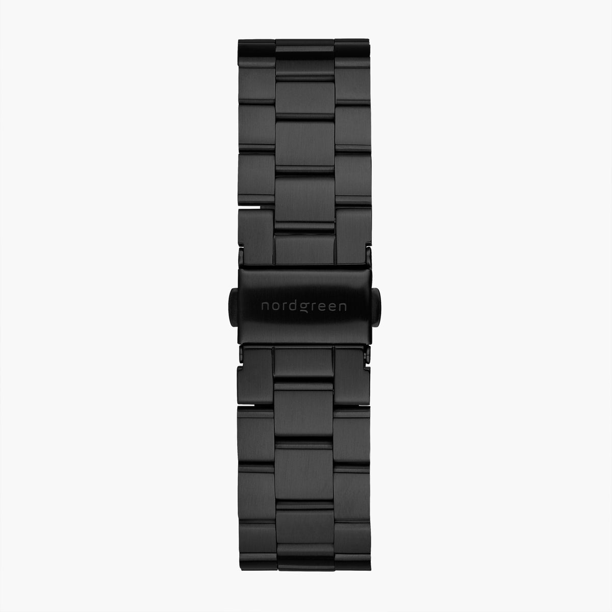 Black three-row link bracelet with a matching fold-over clasp.