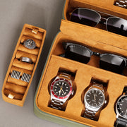 Removable ring roll beside the open case with sunglasses