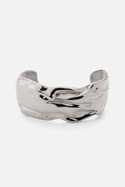 Silver-tone sculpted wave cuff bracelet, view 3 of 7