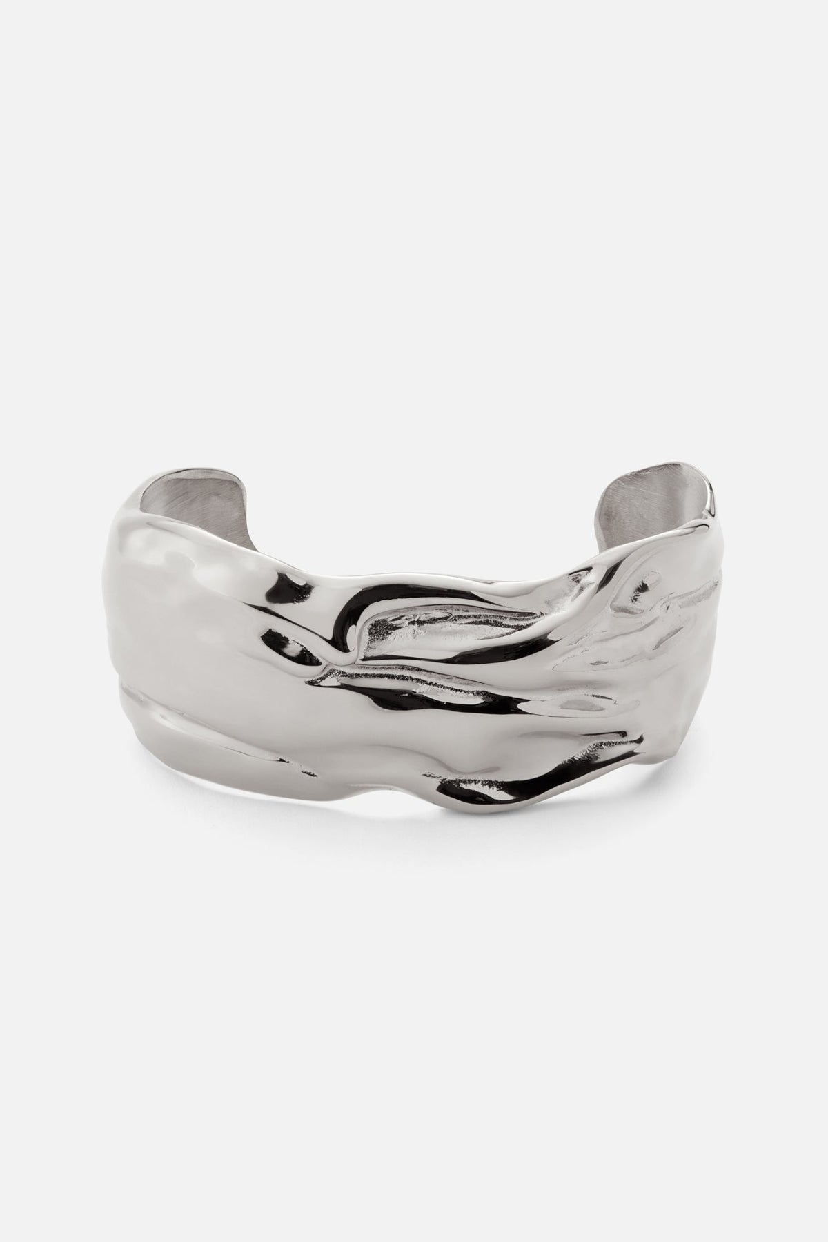 Silver-tone sculpted wave cuff bracelet, view 3 of 7