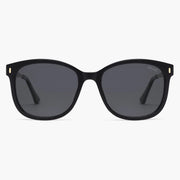 Black oversized sunglasses with gray lenses