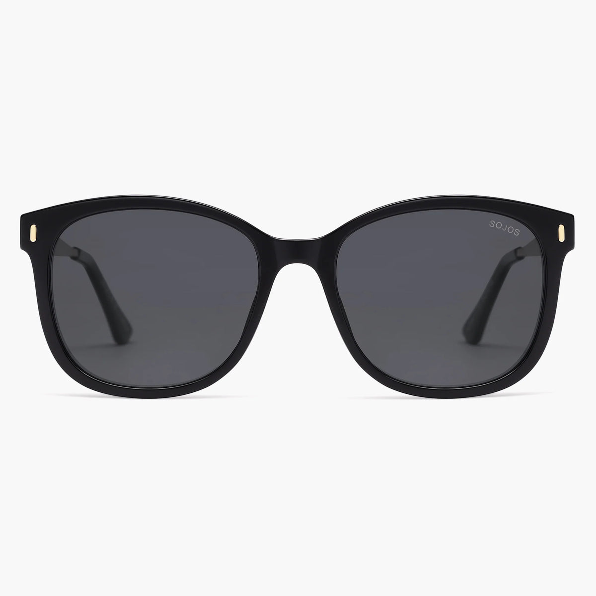 Black oversized sunglasses with gray lenses