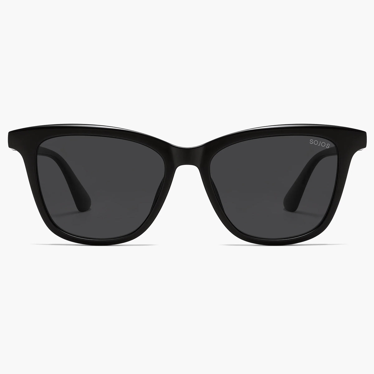 Black cat eye sunglasses with gray lenses