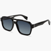 Black double-bridge sunglasses, angled view