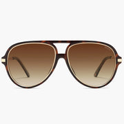 Brown tortoise aviator sunglasses with brown gradient lenses
