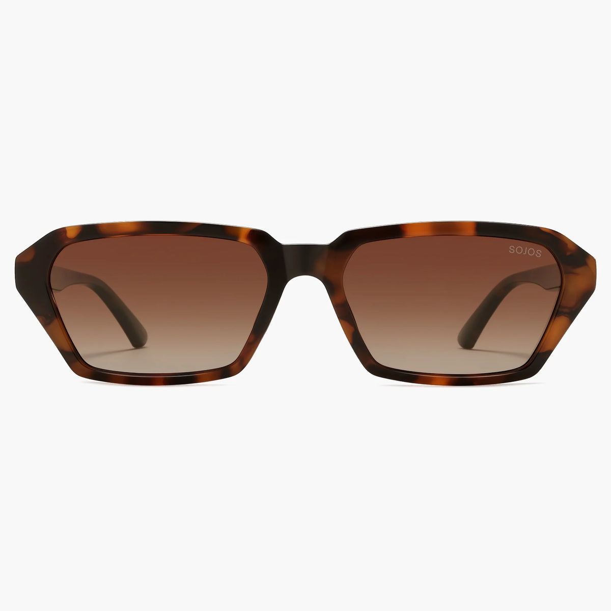 Tortoise rectangular sunglasses with brown gradient lenses