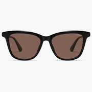 Black cat eye sunglasses with brown lenses