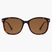 Tortoise oversized square sunglasses with brown lenses, front view