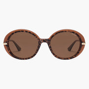 Brown tortoise round sunglasses with brown lenses