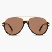Tortoise aviator sunglasses with brown lenses