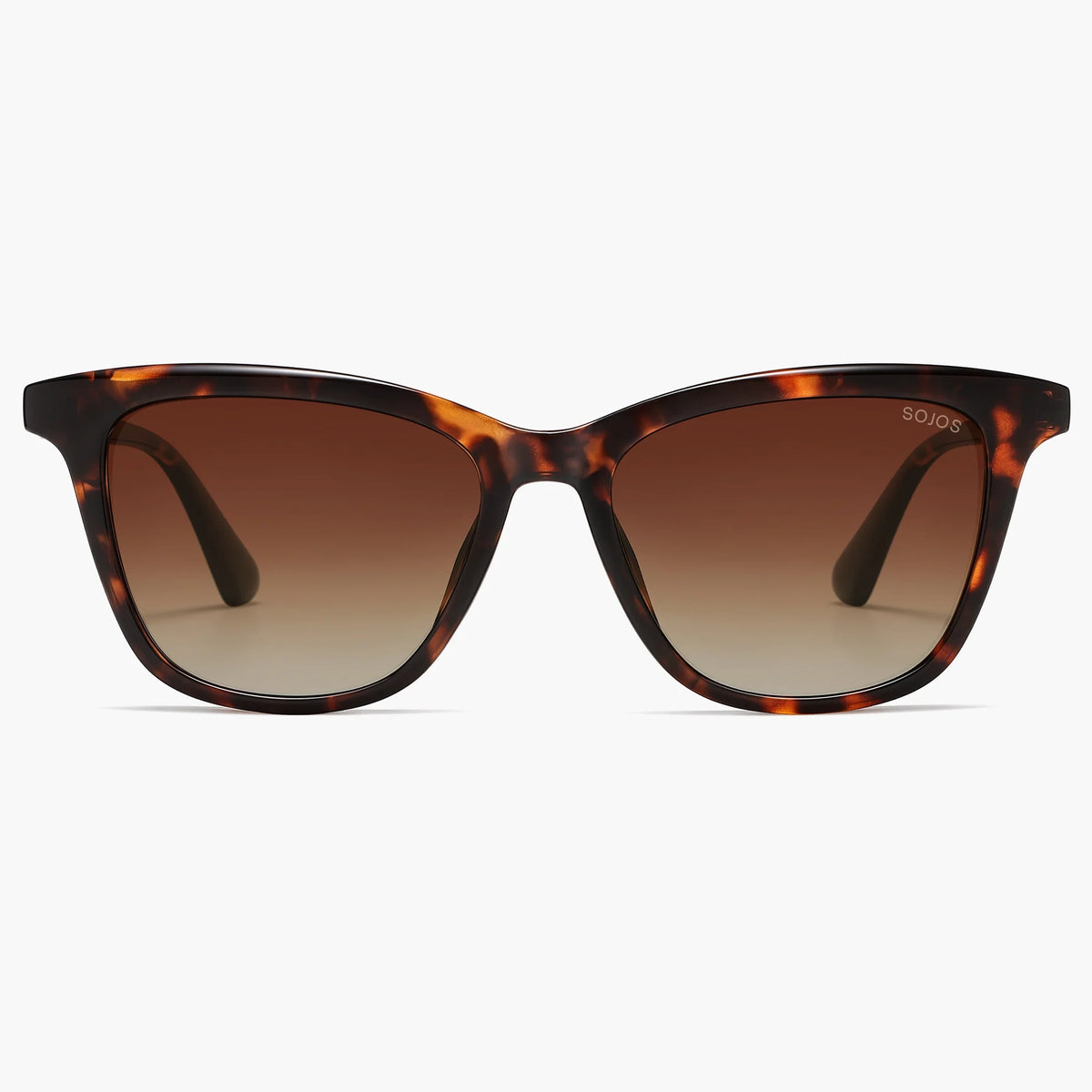Tortoise cat eye sunglasses with brown gradient lenses, front view