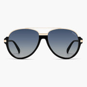 Black aviator sunglasses with blue gradient lenses