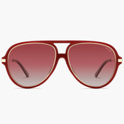 Red aviator sunglasses with red gradient lenses