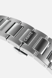 Folding clasp and links of the silver-tone bracelet