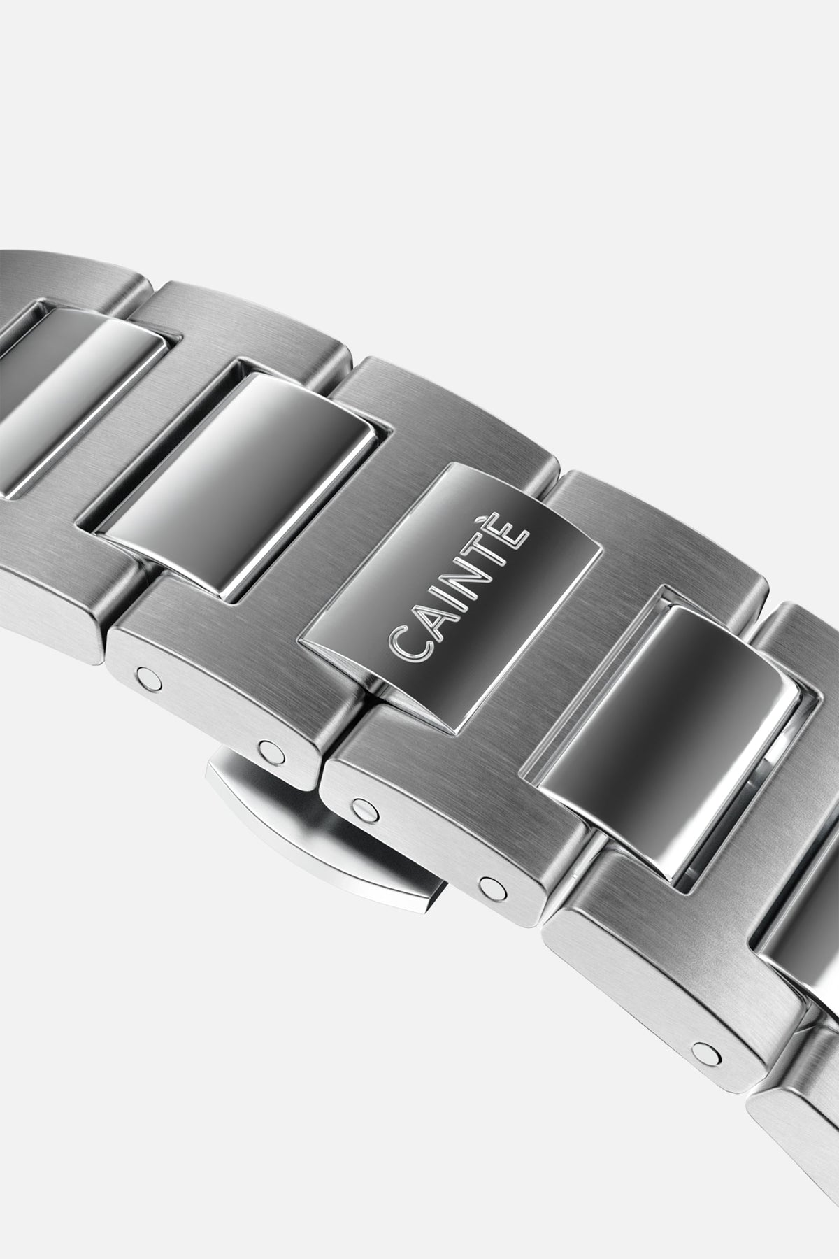 Folding clasp and links of the silver-tone bracelet