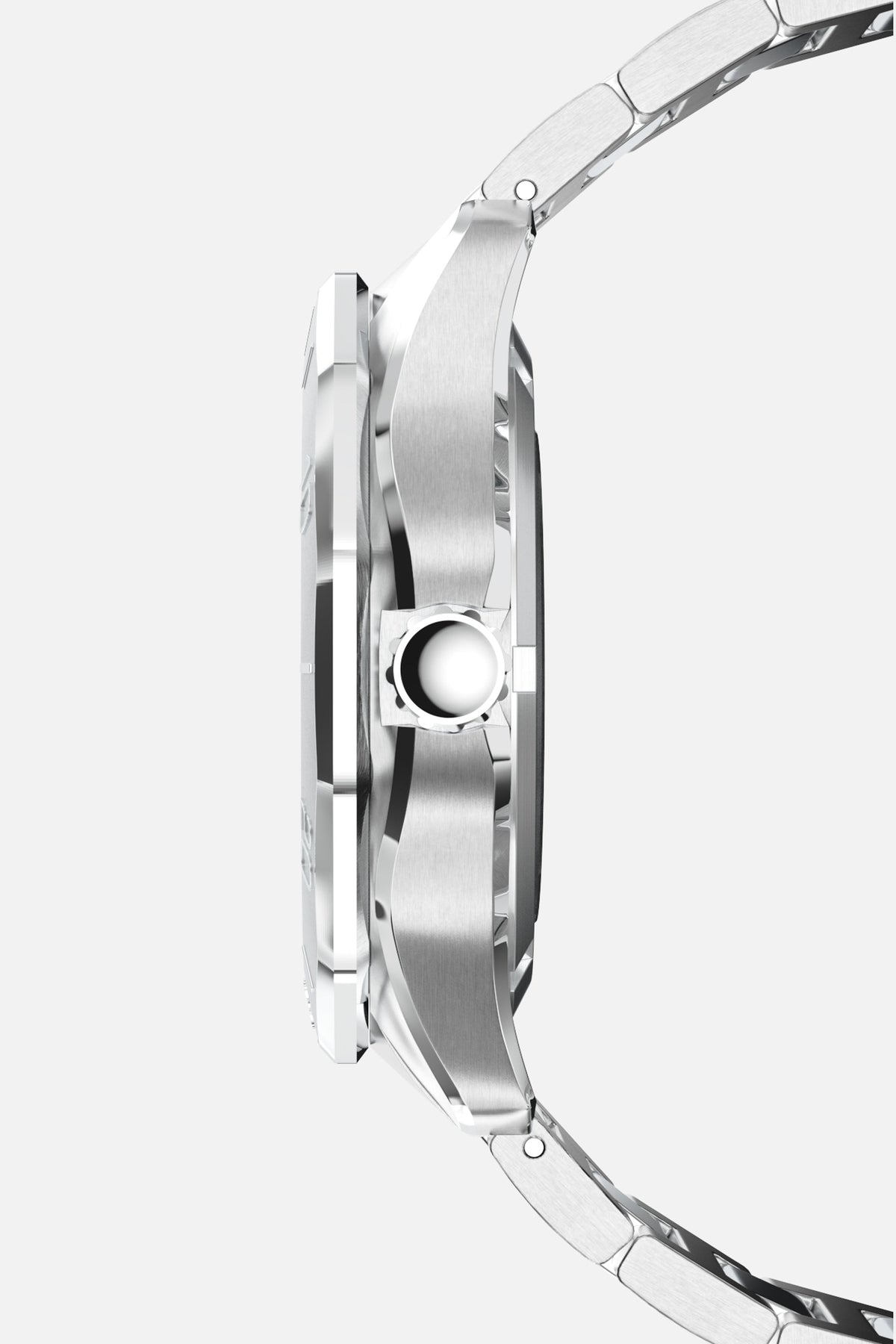 Side profile of the case showing the crown