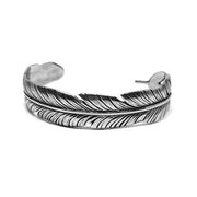 Feather cuff bracelet with engraved detail