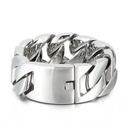 Silver-tone heavy curb link bracelet with box clasp