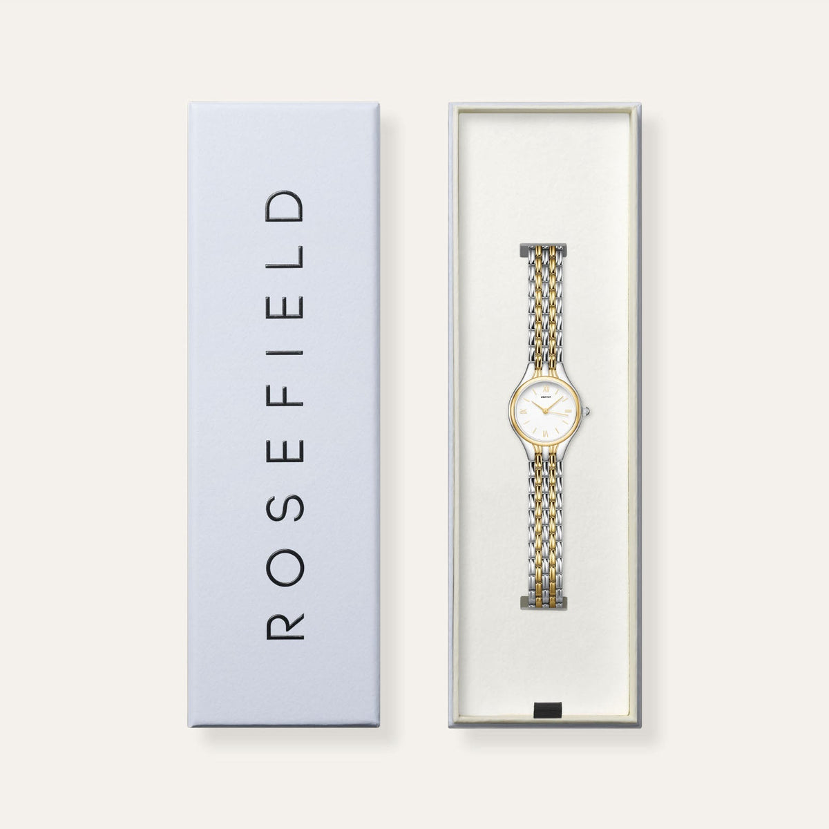 Two-tone watch in its gift box