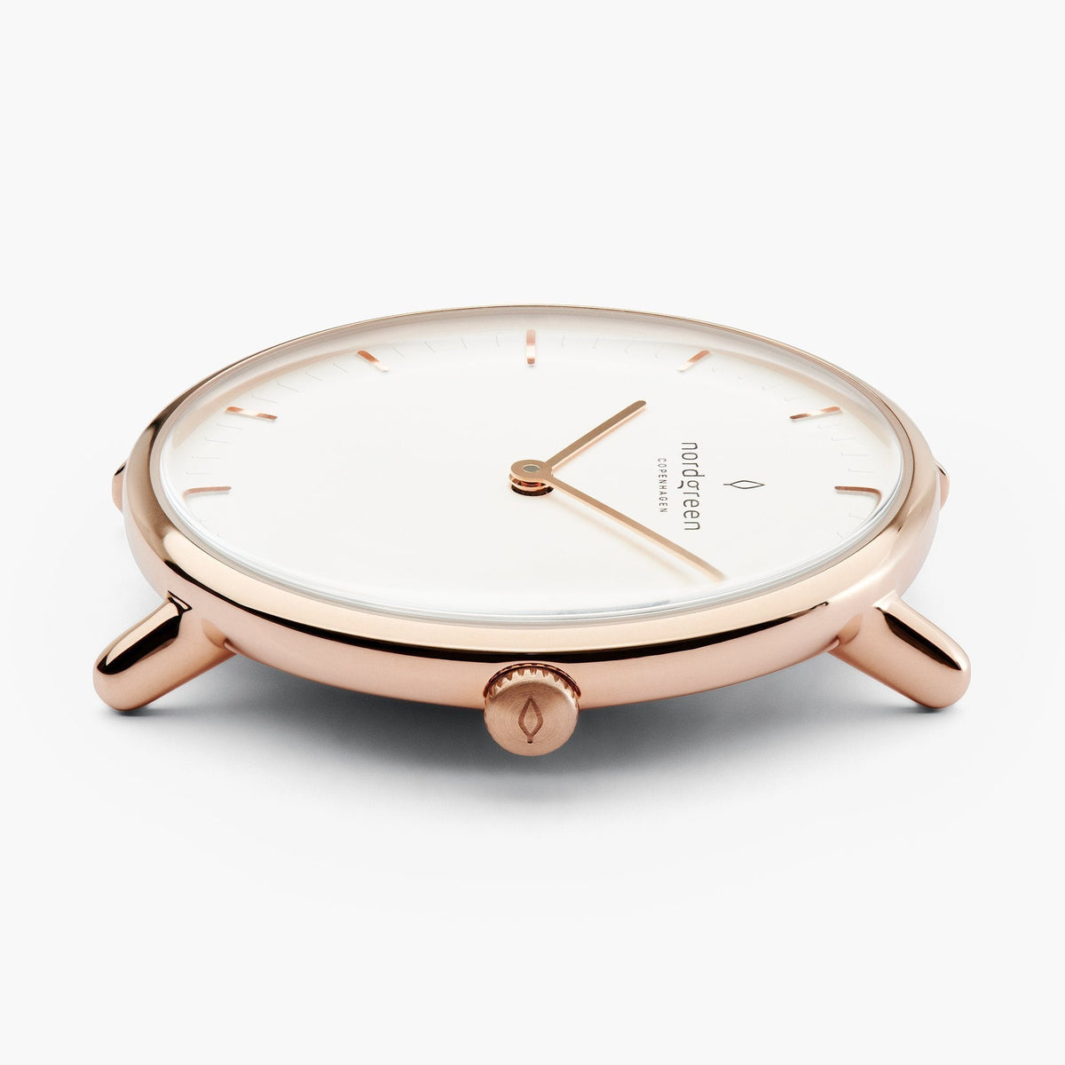 Nordgreen Native 32Mm Rose Gold Watch With White Dial And Navy Leather Strap