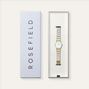 Oval two-tone watch in its gift box