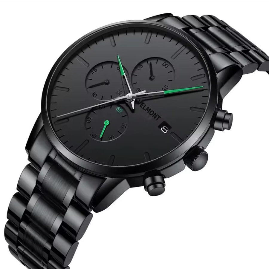 Green accent watch at an angle