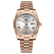 Rose gold-tone watch with white dial