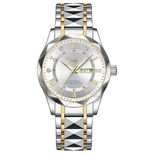 Two tone watch with white dial