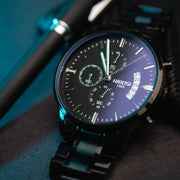 Black dial close-up in blue light