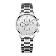 Steel watch with white dial