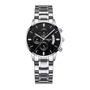 Steel watch with black dial