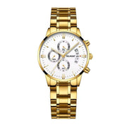 Gold-tone watch with white dial