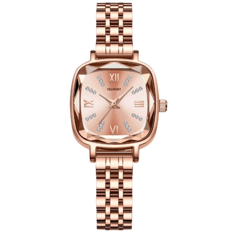 Rose gold-tone square watch with blush dial