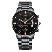 Black watch with rose gold-tone accents