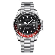 Red and black bezel with black dial