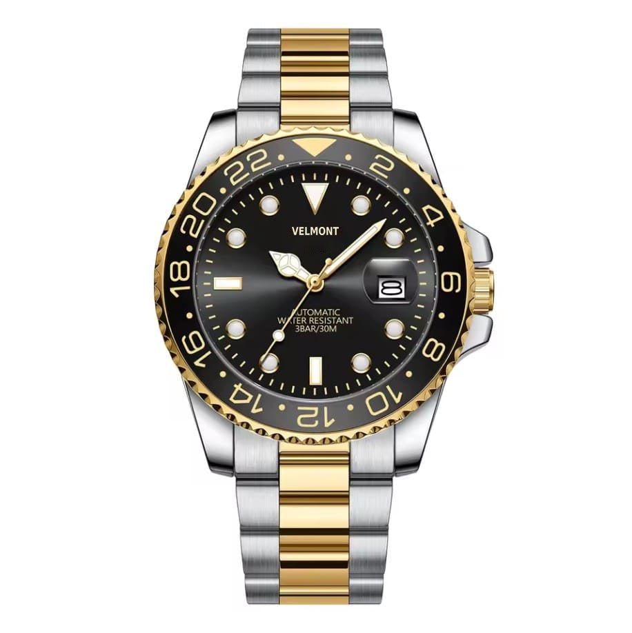 Two-tone bracelet with black bezel