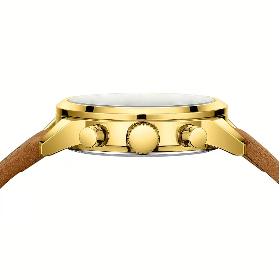 Gold-tone case side profile
