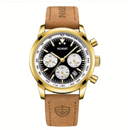 Gold-tone chronograph with black dial