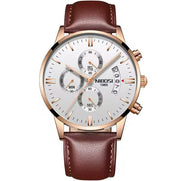 White dial chronograph with rose gold-tone case