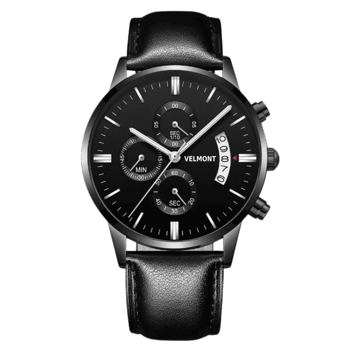 All-black chronograph with black strap