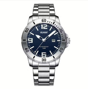 Steel watch with blue dial